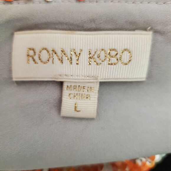 Ronny Kobo Eden Sequin Ruched One Shoulder Mini Dress Gold Multi Sz L $498 - Picture 12 of 12